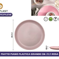 PIATTO PIANO PLASTICA CM.23,5 ROSA