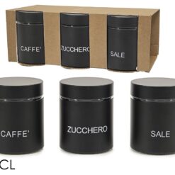 TRIS BARATTOLI VETRO CL.75 NERO MATT