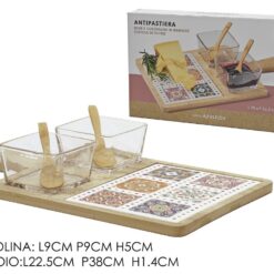 ANTIPASTIERA SET 2 PZ. AZULEJOS CON BASE