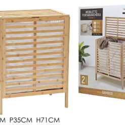 MOBILETTO BAMBOO CON 2 CESTI PORTABIANCHERIA CM.53X35X71h
