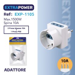 PRESA TRIPLA 2 PRESE 10A 2PT +SCHUKO 10A SPINA 10A 2PT