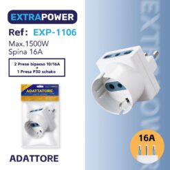 PRESA TRIPLA 2 PRESE BIPASSO 10/16A 2PT +SCHUKO 16A SPINA 16A 2PT