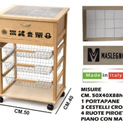 CARRELLO VESUVIO C/PORTAPANE NATURALE NUOVA SCRITTA