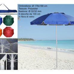 OMBRELLONE MARE 200/8 POLYESTERE 32/32 4 COLORI