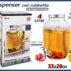 DISPENSER VETRO CON COP. LT.4 + RUBINETTO SILVER