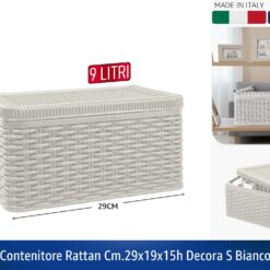 CONTENITORE RATTAN CM.29X19X15h DECORA S BIANCO