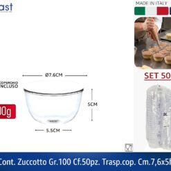 CONT. ZUCCOTTO GR.100 CF.50PZ. TRASP.COP. CM.7,6X5h