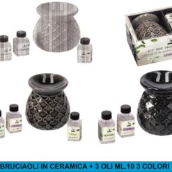 BRUCIAOLI IN CERAMICA + 3 OLI ML.10 3 COLORI