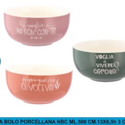 TAZZA BOLO PORCELLANA NBC ML.500 CM.13X6,5h 3 COLORI