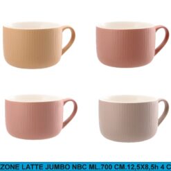 TAZZONE LATTE JUMBO NBC ML.700 CM.12,5X8,5h 4 COLORI