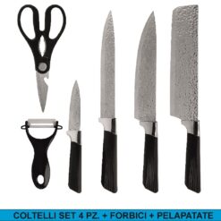 COLTELLI SET 4 PZ. + FORBICI + PELAPATATE