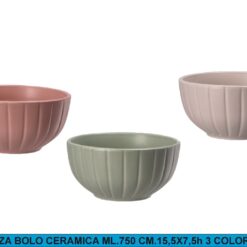 TAZZA BOLO CERAMICA ML.750 CM.15,5X7,5h 3 COLORI