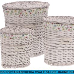 TRIS PORTABIANCHERIA OVALE SALICE JIAUME BIANCHI