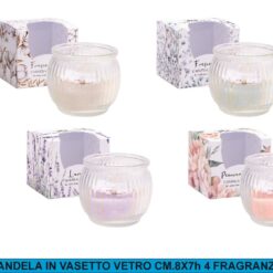CANDELA IN VASETTO VETRO CM.8X7h 4 FRAGRANZE