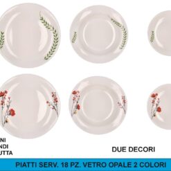 PIATTI SERV. 18 PZ. VETRO OPALE 2 COLORI