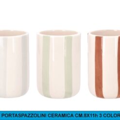 PORTASPAZZOLINI CERAMICA CM.8X11h 3 COLORI