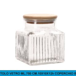 BARATTOLO VETRO ML.750 CM.10X10X12h COPERCHIO BAMBOO