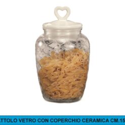 BARATTOLO VETRO CON COPERCHIO CERAMICA CM.15,5X26h