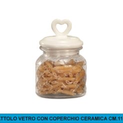 BARATTOLO VETRO CON COPERCHIO CERAMICA CM.11X15,5h