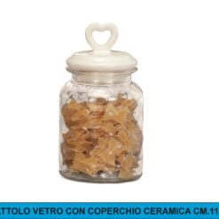 BARATTOLO VETRO CON COPERCHIO CERAMICA CM.11X20h