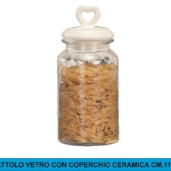 BARATTOLO VETRO CON COPERCHIO CERAMICA CM.11X24,5h