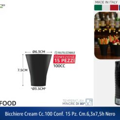 BICCHIERE CREAM CC.100 CONF. 15 PZ. CM.6,3X7,5h NERO