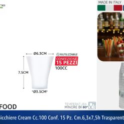 BICCHIERE CREAM CC.100 CONF. 15 PZ. CM.6,3X7,5h TRASPARENTE