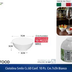CIOTOLINA SMILE CC.60 CONF. 10 PZ. CM.7X3h BIANCO