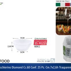 BICCHIERINO DIAMOND CC.60 CONF. 25 PZ. CM.7X2,6h TRASPARENTE