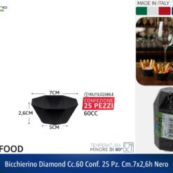 BICCHIERINO DIAMOND CC.60 CONF. 25 PZ. CM.7X2,6h NERO