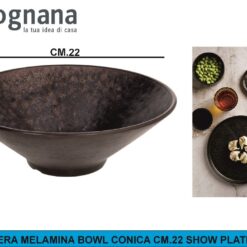 INSALATIERA MELAMINA BOWL CONICA CM.22 SHOW PLATE CORTEN
