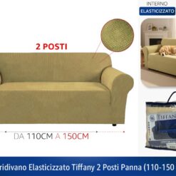 COPRIDIVANO ELASTICIZZATO TIFFANY DA CM.110 A CM.150 2 POSTI PANNA