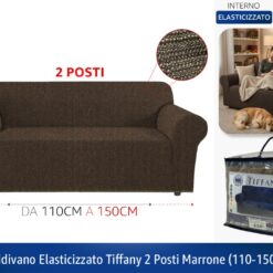 COPRIDIVANO ELASTICIZZATO TIFFANY DA CM.110 A CM.150 2 POSTI MARRONE