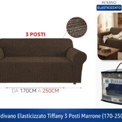 COPRIDIVANO ELASTICIZZATO TIFFANY DA CM.170 A CM.250 3 POSTI MARRONE