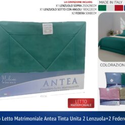 COMPLETO LETTO MATRIMONIALE ANTEA TINTA UNITA 2 LENZUOLA+2 FEDERE COL. ASS.