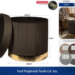 POUF PIEGHEVOLE TONDO COL. ASS.