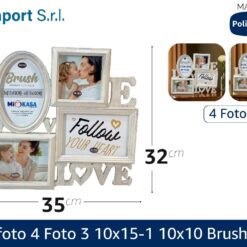 CORNICE PORTAFOTO 4 FOTO 3 10X15-1 10X10 BRUSH LOVE