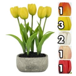PIANTINA TULIPANO REAL TOUCH VASO CEMENTO CM.27,5 5 ASS.