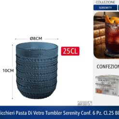 BICCHIERI PASTA DI VETRO TUMBLER SERENITY CONF. 6 PZ. CL.30 BLU