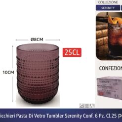 BICCHIERI PASTA DI VETRO TUMBLER SERENITY CONF. 6 PZ. CL.30 PORPORA