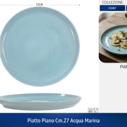 PIATTO PIANO CM.27 FONT ACQUA MARINA