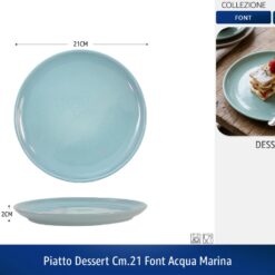 PIATTO DESSERT CM.21 FONT ACQUA MARINA