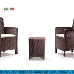 COMPLETO LIDO TERRACE MARRONE 2 POLTRONE + TAVOLINO