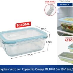 FRIGOBOX VETRO CON COPERCHIO OMEGA ML.1040 CM.19X15X6,5h