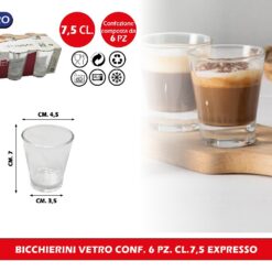 BICCHIERINI VETRO CONF. 6 PZ. CL.7,5 EXPRESSO