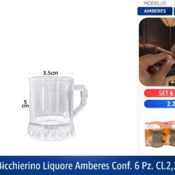 BICCHIERINI LIQUORE CONF. 6 PZ. CL.2,2 AMBERES