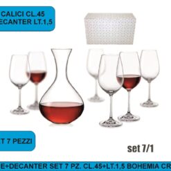 CALICE+DECANTER SET 7 PZ. CL.45+LT.1,5 BOHEMIA CRYSTAL
