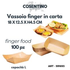 VASSOIO FINGER FOOD IN CARTA L SET 100 PZ. CM.18X12,5X4,5h