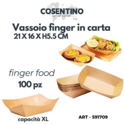 VASSOIO FINGER FOOD IN CARTA XL SET 100 PZ. CM.21X16X5,5h