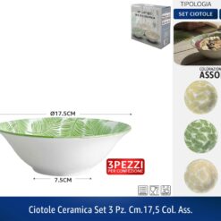 CIOTOLE CERAMICA SET 3 PZ. CM.17,5 COL. ASS.